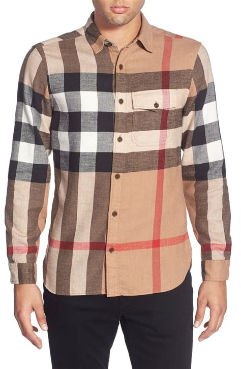 burberry brown plaid shirt|Burberry flannel shirt men's.